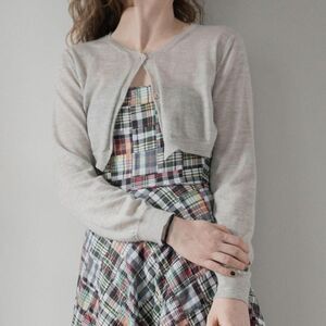 Hannoh Wessel Gray Cashmere Luxury Preppy Academia cropped cardigan sweater